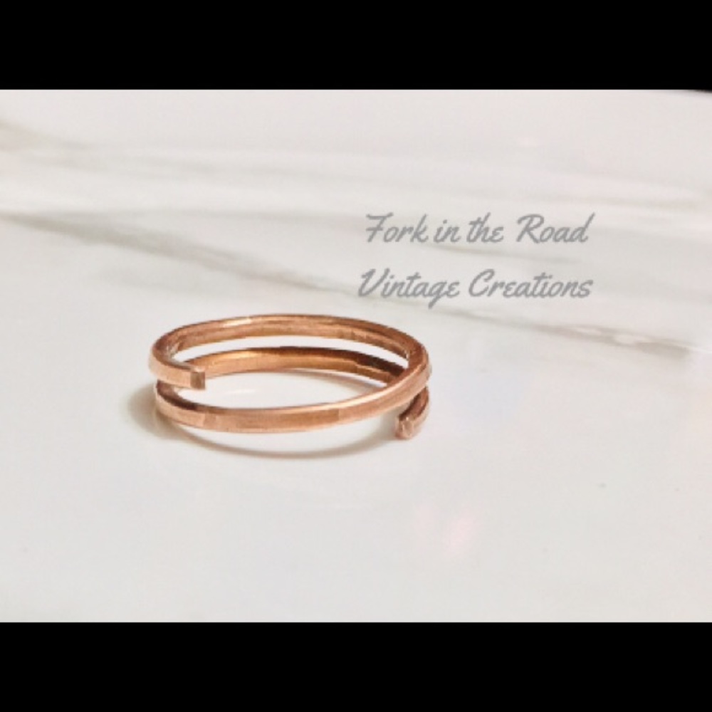 🌀Copper Ring Statement Modern Snake Chic Handmade